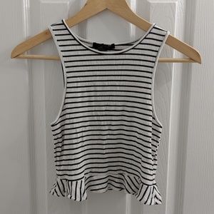 Forever 21 B&W Cropped Ruffle Top - Size M